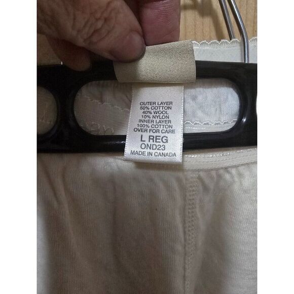 VTG L.L.Bean Mens Thermal Lounge Pants Beige Size L - Picture 3 of 4